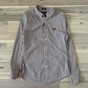 2000s Y2K Hollister Co. red + white striped button-up shirt Size XS